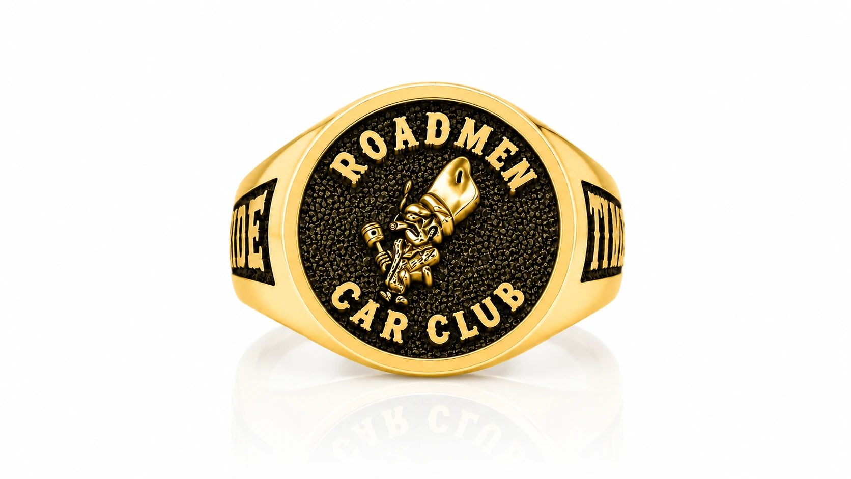 Custom Motorcycle Club Signet Ring-Personalized Biker Ring-Sterling Silver